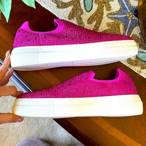 Brand New Corkys Swank Hey Girl Barbiecore Fuchsia Rhinestone Slip-on Sneakers - Picture 12 of 14